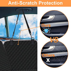 Mancro dog car seat cover side flaps shield doors from claws and dirt.