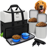 Mancro dual-layers dog travel bag top compartment keeps daily essentials organized on trips.