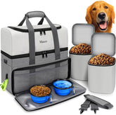 Mancro dual layers dog travel bag top layer keeps toys and leashes neatly organized on trips