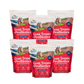 The Manna Pro Apple Probiotic Goat Treat bag shows easy-to-feed nuggets for goats.