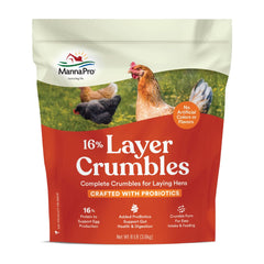 Manna Pro chicken feed bag for laying hens supports steady egg production.