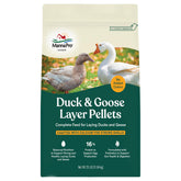 Manna Pro Duck Layer Pellet bag closeup showing non-antibiotic nutrition for eggs
