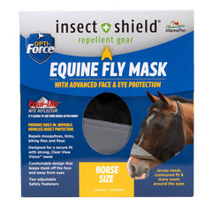 Manna Pro Opti-Force horse fly mask close-up showing protective mesh for summer turnout