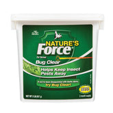Manna Pro Natureβs Force Bug Clear powder bucket for consistent insect defense.