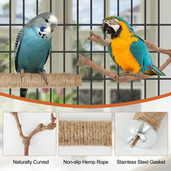 Manoai Bird Perch Stand apple wood rope-wrapped 8-3-inch for climbing and chewing