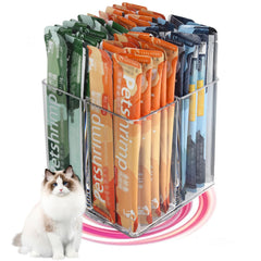 MAOUDA Lickable Cat Treats Organizer with clear rotating tray for easy access