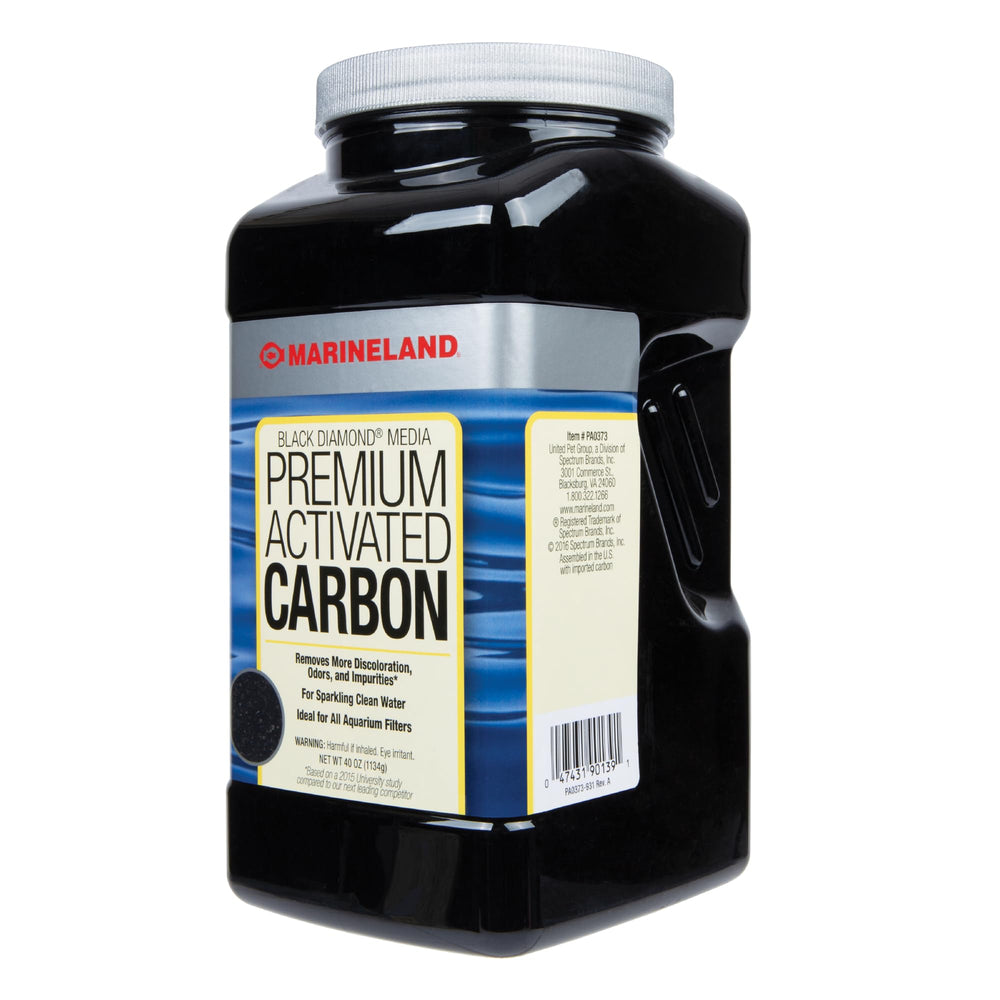Marineland Black Diamond premium activated carbon bag for chemical filtration and clearer water