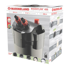 Marineland Magniflow 360 canister lid open showing easy access for quick maintenance