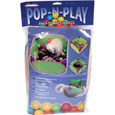 Marshall Pet Products Ferret Pop-N-Play Ball Pit setup showing holes and colorful balls for enrichment