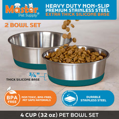 Master Pet Supply non-slip silicone base to keep bowls steady during feeding