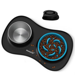MateeyLife 3-in-1 dog bowl set with slow feeder for calmer meals.