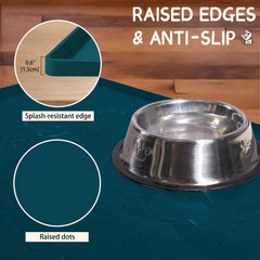 MateeyLife raised-edge mat contains mess around bowls