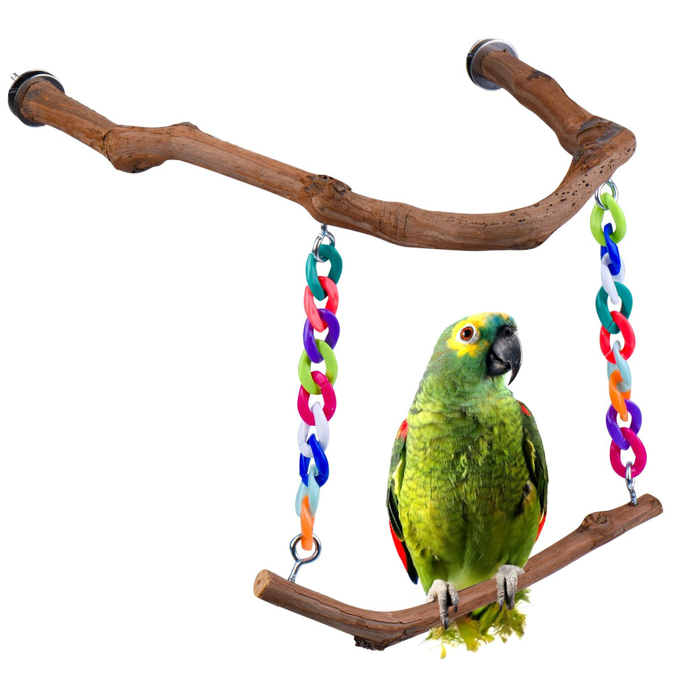 Matutinus grape wood bird swing toy for natural chewing and perching