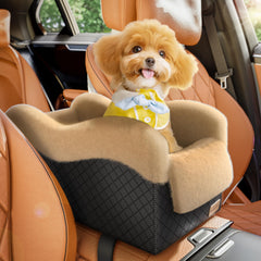 Mavora Max center-console dog seat showing secure, close-to-you travel comfort.