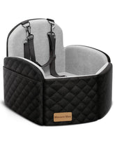 Mavora Max dog car seat front view shows secure fit for small to medium dogs