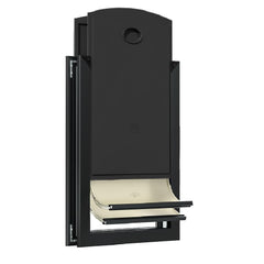 MAVRICPOWER weatherproof dog door installed in a door frame for convenient access for large dogs.