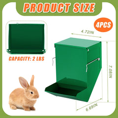 Maxcheck rabbit feeder front view highlighting green metal construction