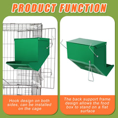 Maxcheck rabbit feeder side-hooks for hanging inside or outside the cage.