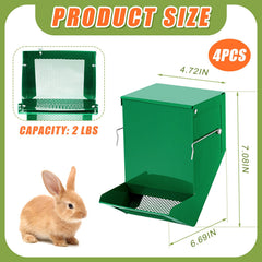 Maxcheck rabbit feeder top-cover protects feed from dust and debris.