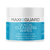 MAXI/GUARD Dental Cleansing Wipes packaging shown for pets and easy dispensing.