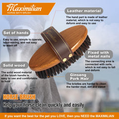 MAXIMILIAN Dense horsehair removes embedded dust for a glossy coat.