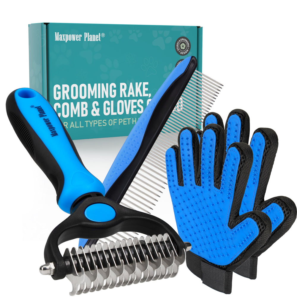 Maxpower Planet grooming brush double-sided in action for dogs and cats, efficient detangling and deshedding