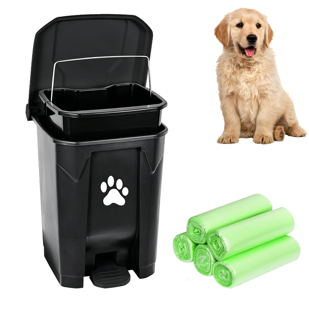 Mayayaday outdoor dog poop trash can with lid closed to control odors outdoors.