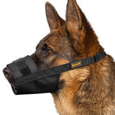 Mayerzon dog muzzle with adjustable straps for a secure fit during walks.