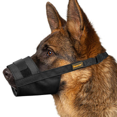 Mayerzon dog muzzle with adjustable straps for a secure fit during walks.
