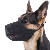 Mayerzon dog muzzle with soft mesh and foldable sides for comfortable wearing.