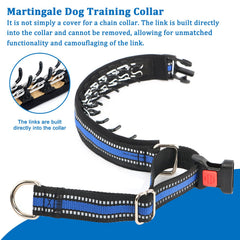 Mayerzon martingale collar blue highlighting soft neoprene padding for comfort