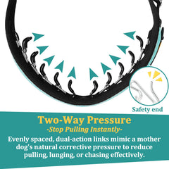 Mayerzon collar middle links with soft rubber caps for comfort.