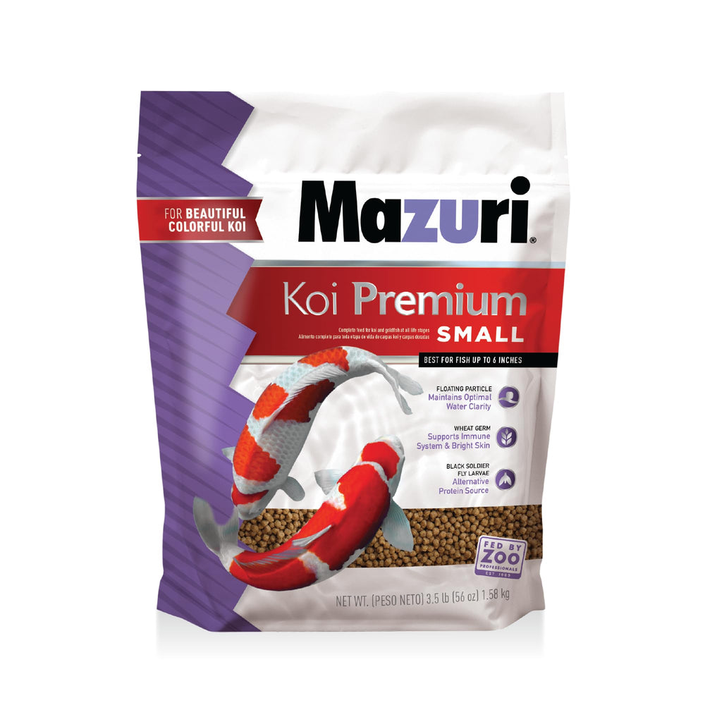 Mazuri Koi Food Small 2mm pellet close-up for easy digestion and vibrant koi.