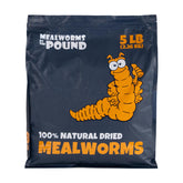 MBTP bulk dried mealworms packaging shows all-natural ingredients for poultry.