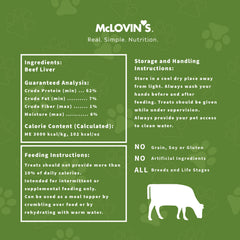 Single-ingredient label from McLovin's Pet Food emphasizing purity and simplicity.