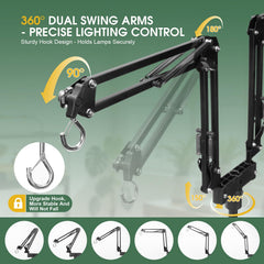 MECESOR Dual Reptile Lamp Stand adjustable height enables precise basking zones