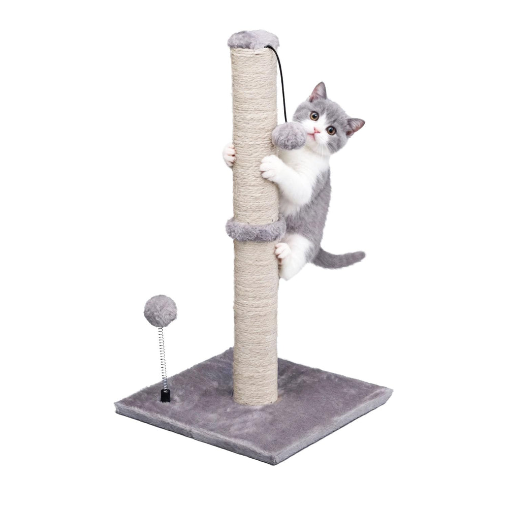 MECOOL cat scratching post in gray, 22in, shows natural sisal surface and sturdy base