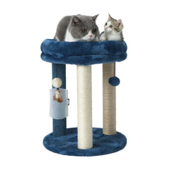 MECOOL cat scratching post tree with tower and blue bed for safe clawing