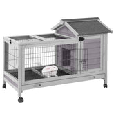 MEDEHOO wooden rabbit hutch for indoor and outdoor use, easy pet housing.