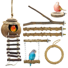 MEDHAW coconut nest hut with ladder for small birds, cozy resting space