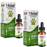 MediNatura T-Relief Drops bottle pour shows a natural option for pet joint comfort