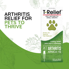 MediNatura T-Relief Drops cat dosing image highlights gentle mobility support for felines