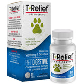 MediNatura T-Relief bottle with pet tablets for gentle GI support.