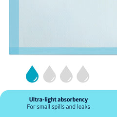 Medline underpads waterproof backside close-up highlights leak-proof backing for furniture protection.