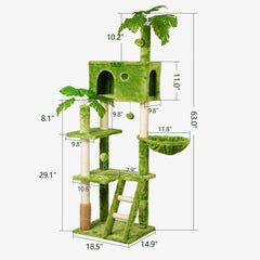 Meecal cat tree with hanging hammock for cozy rest