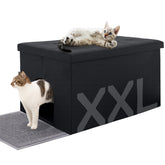 MEEXPAWS cat litter box enclosure front view showing discreet design and hidden litter space