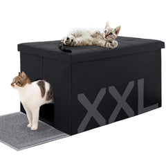MEEXPAWS cat litter box enclosure front view showing discreet design and hidden litter space