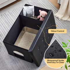 MEEXPAWS washroom bench with door demonstrates easy access for cats