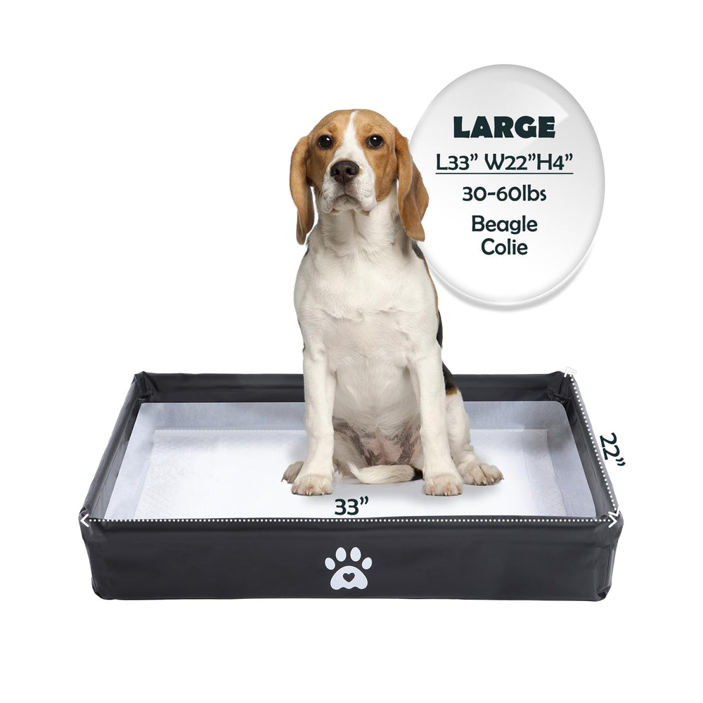 MEEXPAWS foldable pee pad holder for easy storage and quick setup.