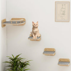 Megidok cat wall shelf corner provides a stable climbing perch for cats.